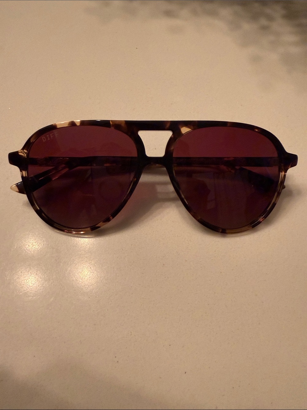 Diff Eyewear Brown Tortoise Aviator Sunglasses